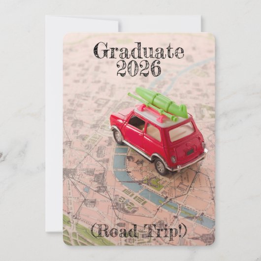 Graduation 2026 Announcement Road Trip Invitation Einladung (Vorderseite)