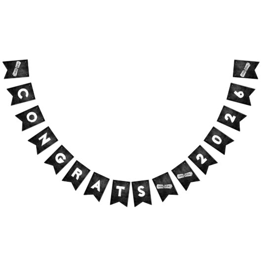 Graduation 2026 Black Leather and Diplomas Wimpelkette (Alle)