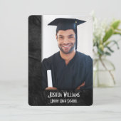 Graduation 2026 Black Leather Frame Einladung (Stehend Vorderseite)