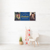 Graduation 2026 Congrats 2 Photo Blue And Gold Banner (Insitu)