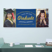 Graduation 2026 Congrats 2 Photo Blue And Gold Banner (Messe)