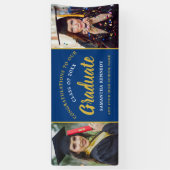 Graduation 2026 Congrats 2 Photo Blue And Gold Banner (Vertikal)