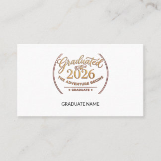 Graduation 2026 Gold Foil Note Card / Tarjeta  Telefonnummerkarte
