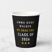 Graduation 2026 Name Custom Black Gold Paper Cups Pappbecher (Vorderseite)