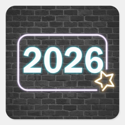 Graduation 2026 Neon Sign On Brick Quadratischer Aufkleber (Vorderseite)