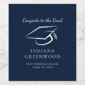 Graduation 2026 Script Navy Blue Celebration Weinetikett (Einzelnes Label)
