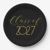 Graduation 2027 Gold On Black Pappteller (Vorderseite)