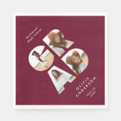 Graduation 4 photo modern personalised burgundy serviette (Vorderseite)
