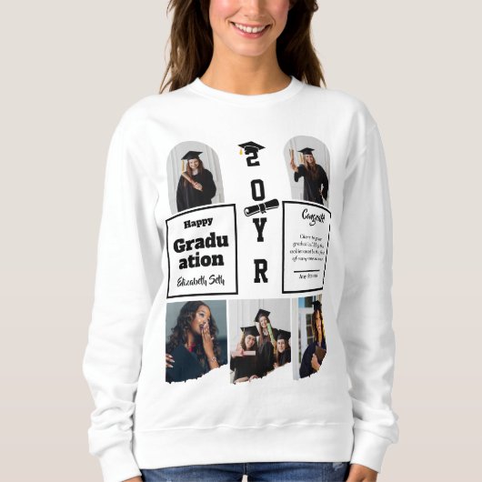 Graduation 5 Photo Celebration Graduate Template Sweatshirt (Vorderseite)