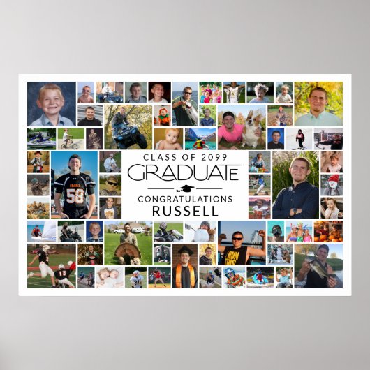 Graduation 64 Photo Memory Party Sign Poster (Vorne)