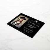 Graduation Announcement Black and Silver Photo Folien Feiertagspostkarte (Gedreht)