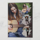 Graduation Announcement | Blue Floral Photo Design Einladung (Rückseite)