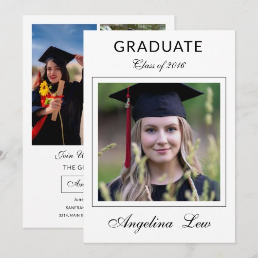 Graduation Announcement Card Template Ankündigung (Vorne/Hinten)
