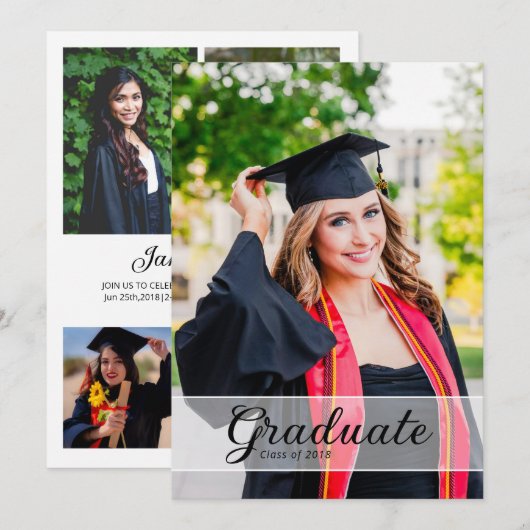 Graduation Announcement Card Template Ankündigung (Vorne/Hinten)