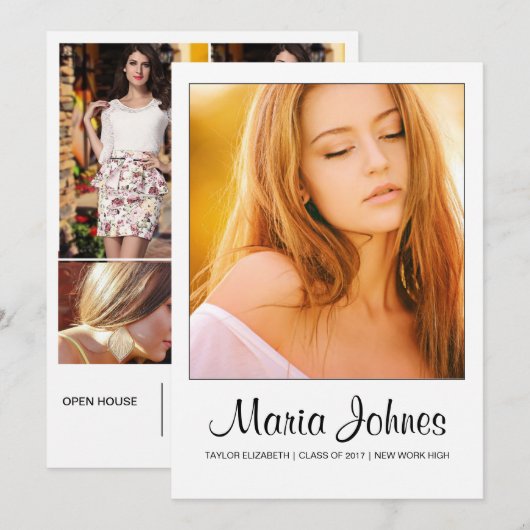 Graduation Announcement Card Template Einladung (Vorne/Hinten)