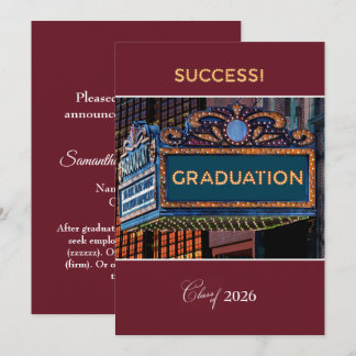 Graduation Announcement College on Theater Marquee Karte