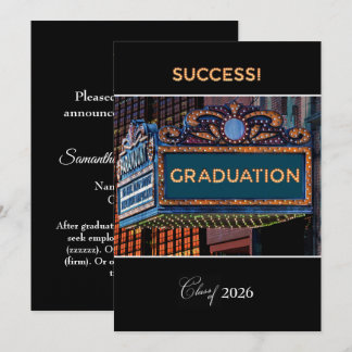 Graduation Announcement College on Theater Marquee Karte