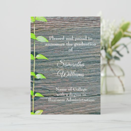Graduation Announcement College, Rustic Card Karte (Stehend Vorderseite)