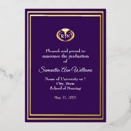 Graduation Announcement for a Nurse - gold foil Folien Feiertagskarte