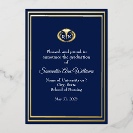 Graduation Announcement for a Nurse - gold foil Folien Feiertagskarte