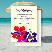 Graduation Announcement Hibiscus Art Ecru
