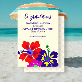 Graduation Announcement Hibiscus Art Ecru
