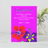 Graduation Announcement Hibiscus Art Hot Pink (Stehend Vorderseite)
