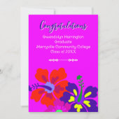Graduation Announcement Hibiscus Art Hot Pink (Vorderseite)