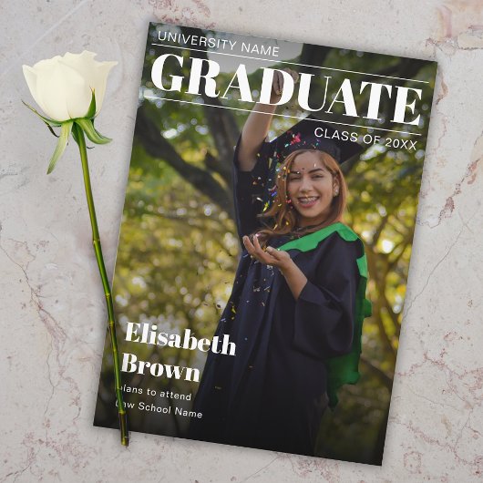 Graduation Announcement Magazine Cover Photo Save The Date