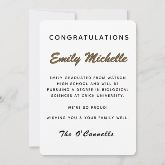 Graduation Announcement Science Graduated Cylinder (Rückseite)