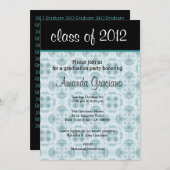 Graduation Aqua Blue Blumen 2012 Einladung (Vorne/Hinten)