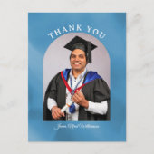 Graduation Arch blue background Thank You postcard Postkarte (Vorderseite)