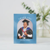 Graduation Arch blue background Thank You postcard Postkarte (Stehend Vorderseite)
