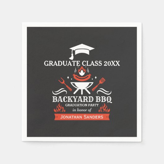 Graduation BBQ Backyard Navy Blue Serviette (Vorderseite)