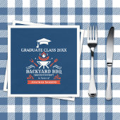 Graduation BBQ Backyard Navy Blue Serviette