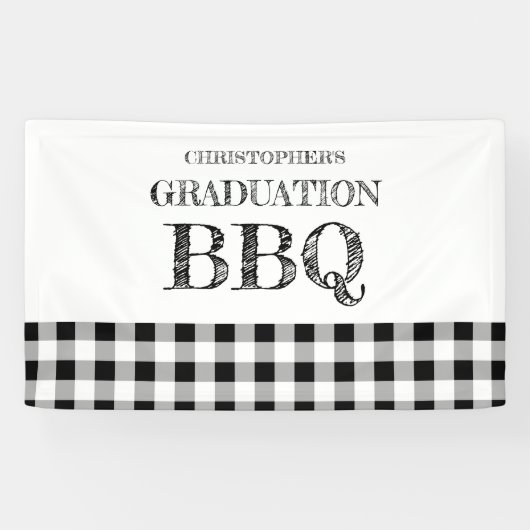 Graduation BBQ Gingham Banner (Horizontal)