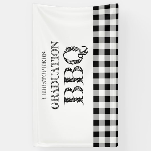 Graduation BBQ Gingham Banner (Vertikal)