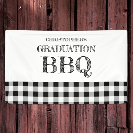 Graduation BBQ Gingham Banner