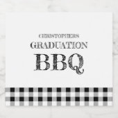 Graduation BBQ Gingham Bierflaschenetikett (Einzelnes Label)