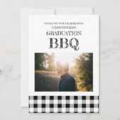 Graduation BBQ Gingham Dankeskarte (Vorderseite)