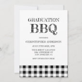 Graduation BBQ Gingham Einladung (Vorderseite)