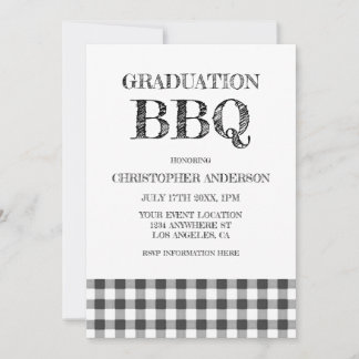 Graduation BBQ Gingham Einladung