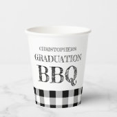 Graduation BBQ Gingham Pappbecher (Vorderseite)
