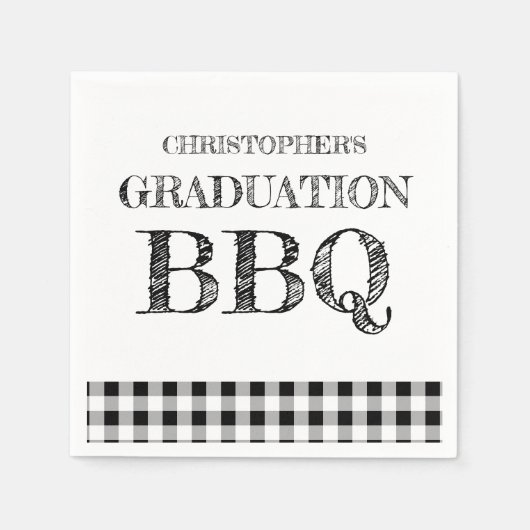 Graduation BBQ Gingham Serviette (Vorderseite)