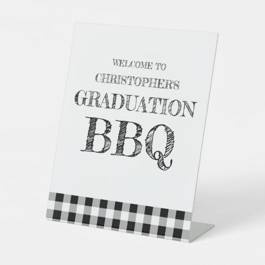 Graduation BBQ Gingham Sockelschild (Vorderseite)