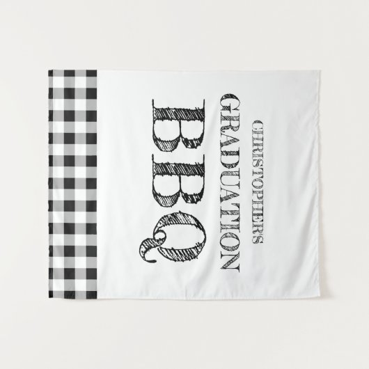 Graduation BBQ Gingham Wandteppich (Vorderseite (Horizontal))