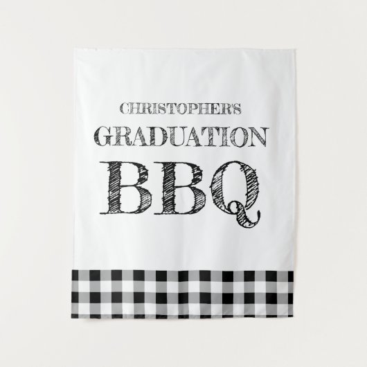 Graduation BBQ Gingham Wandteppich (Vorderseite)
