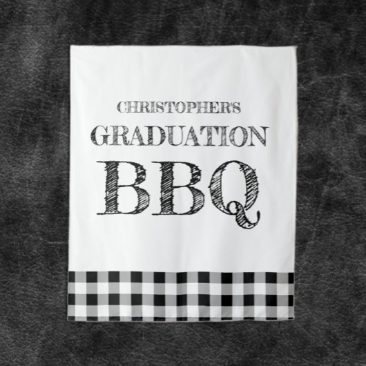 Graduation BBQ Gingham Wandteppich