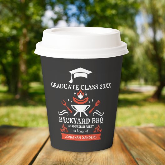 Graduation BBQ Party Backyard Black Color Pappbecher