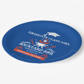 Graduation BBQ Party Backyard Blue Pappteller (Schrägansicht)